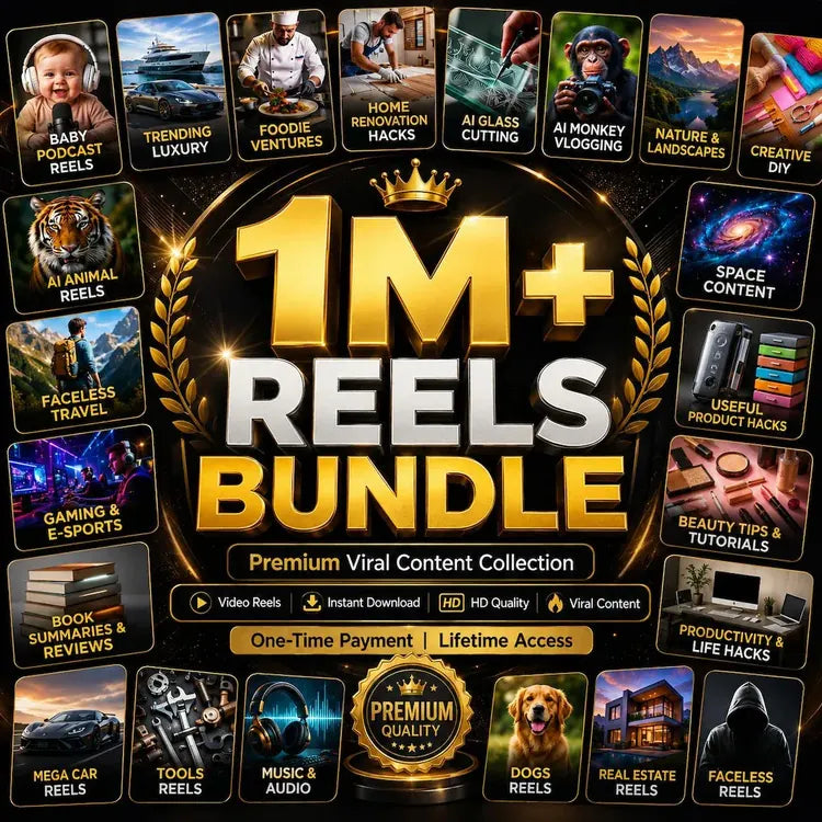 1M+ Faceless Video Reels Bundle - TikTok Instagram YouTube Shorts Commercial